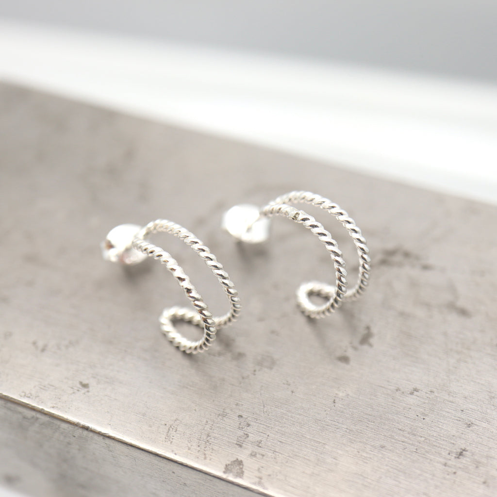 Entwined collection: Silver Crescent Studs