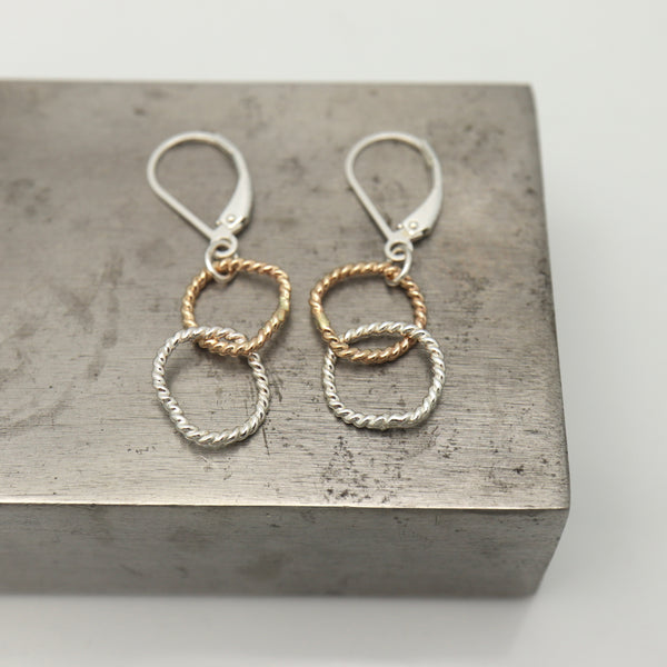 Entwined Collection:  Petite Entwined Gold & Silver Linked Hoops