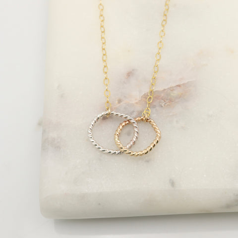 Entwined Collection:  Petite Entwined Gold & Silver Linked Necklace