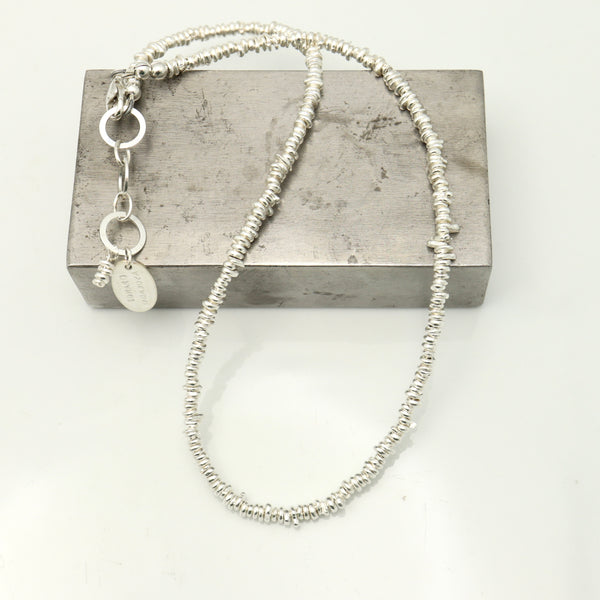 Freeform Silver Beaded Necklace