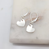 Fine Silver Concave Heart Earrings