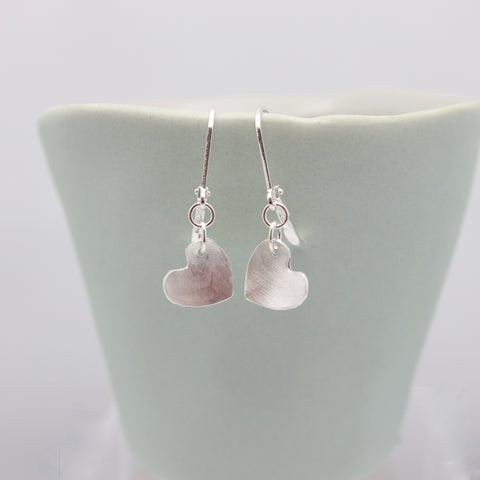 Fine Silver Concave Heart Earrings