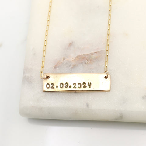 Rectangle Personalized Bar Necklace - Bronze