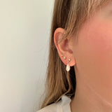 Pearl Drop Stud Earrings - Silver