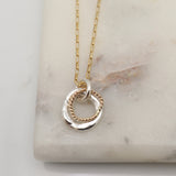 Halo Collection:  Double Halo Silver & Gold Link Pendant Necklace