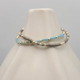 Japanese Toho Seed & Gold Stretch Bracelet - Matte Gun Metal Grey