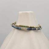 Japanese Toho Seed Bead & Gold Stretch Bracelet - Denim Blue