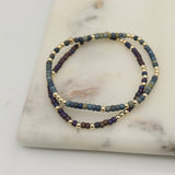 Japanese Toho Seed Bead & Gold Stretch Bracelet - Earthy Purple