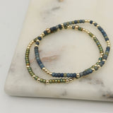 Japanese Toho Seed Bead & Gold Bracelet - Olive Gold