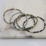 Japanese Toho Seed Bead & Gold Stretch Bracelet - Earthy Purple
