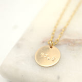 Personalized One Large  Gold Disc Pendant Necklace