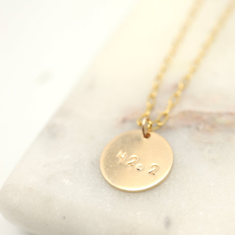 Personalized One Large  Gold Disc Pendant Necklace