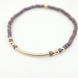 Alpine Purple Japanese Toho Bead & Gold Bar Bracelet