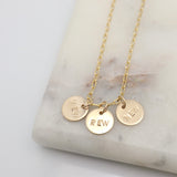 Personalized 3 Petite Gold Disc Pendant Necklace