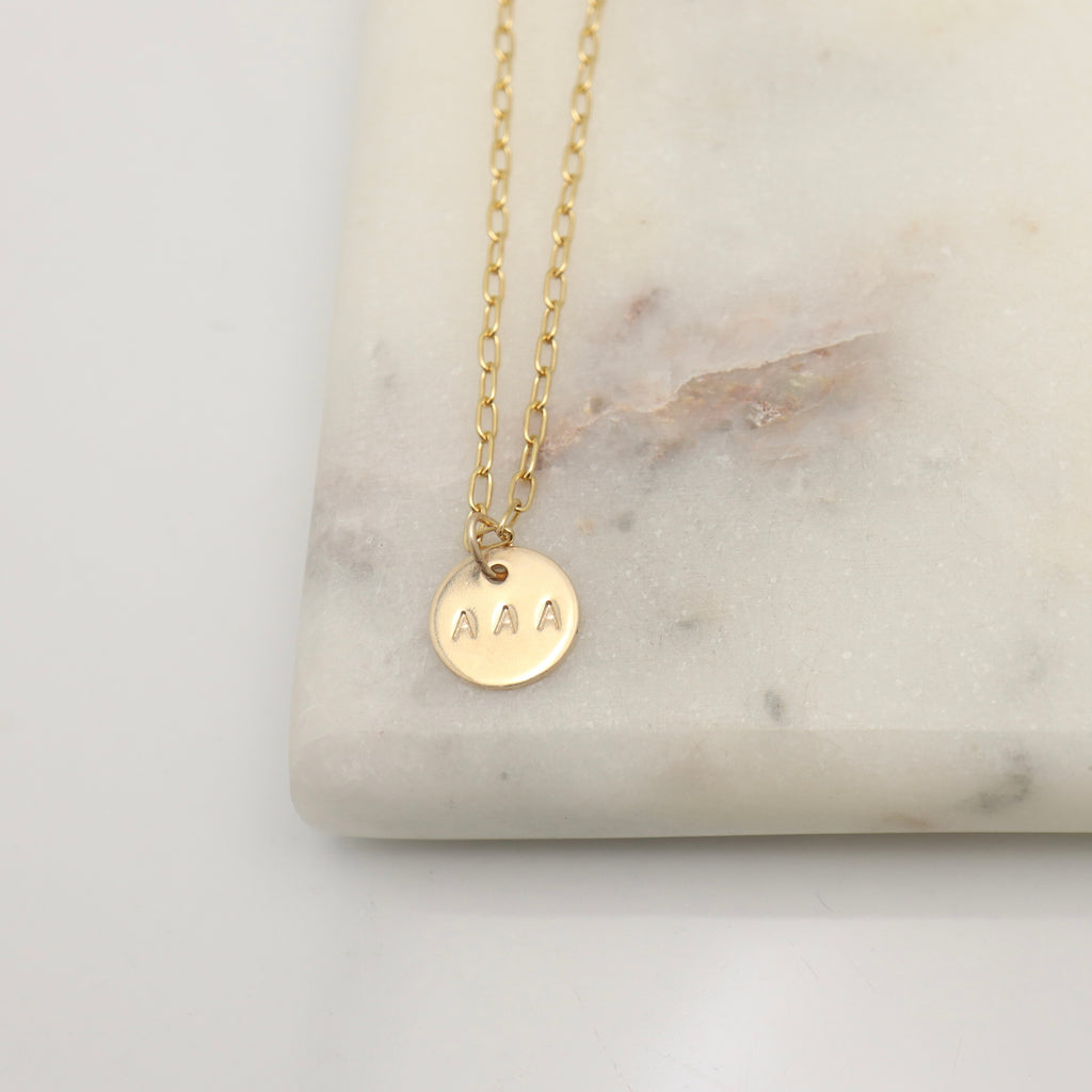 Personalized One Petite Floating Gold Disc Necklace