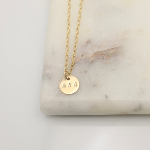 Personalized One Petite Floating Gold Disc Necklace