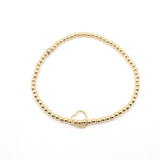 Gold Filled TWIST Open Heart Pendant Stretch Bracelet