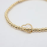 Gold Filled TWIST Open Heart Pendant Stretch Bracelet