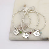 Petite Three Sisters Mountain Bracelet with Birthstone
