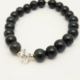 Drift Collection: Blue Black Tiger Eye & Silver Wrap Stretch Bracelet
