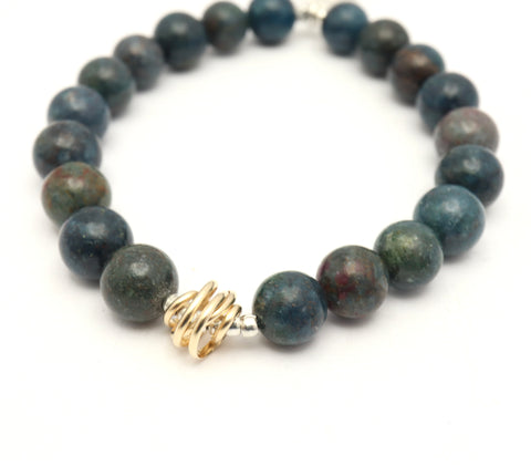 Drift Collection: Ruby Blue Sapphire & Gold Wrap Stretch Bracelet