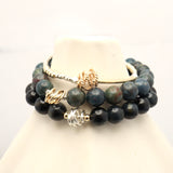 Drift Collection: Ruby Blue Sapphire & Gold Wrap Stretch Bracelet