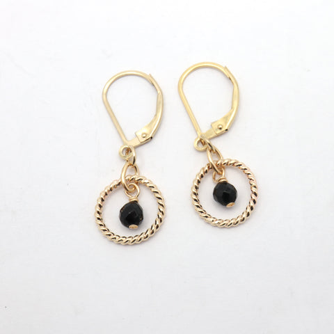 Halo Collection:  Gold Halo & Onyx Earrings