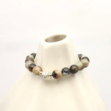 Drift Collection: Black Amazonite & Silver Wrap Stretch Bracelet