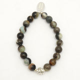 Drift Collection: Black Amazonite & Silver Wrap Stretch Bracelet