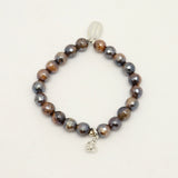 Drift Collection: Café Tiger Iron & Silver Stack Pendant Stretch Bracelet