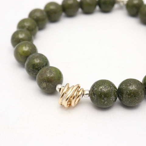 Drift Collection: Epidote Pyrite & Gold Wrap Stretch Bracelet