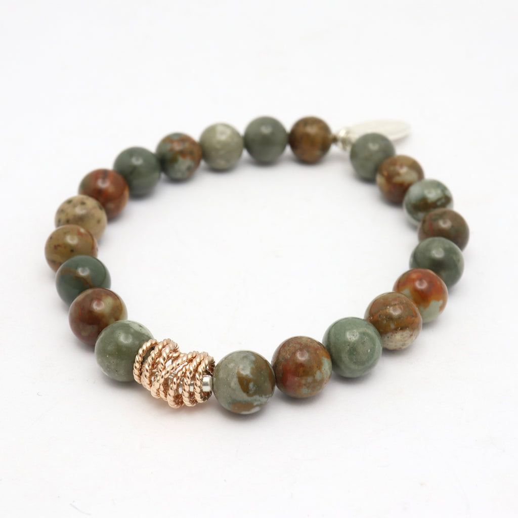 Halo Collection:  Jasper Rocky Butte Stone & Gold Halo Twist Charm