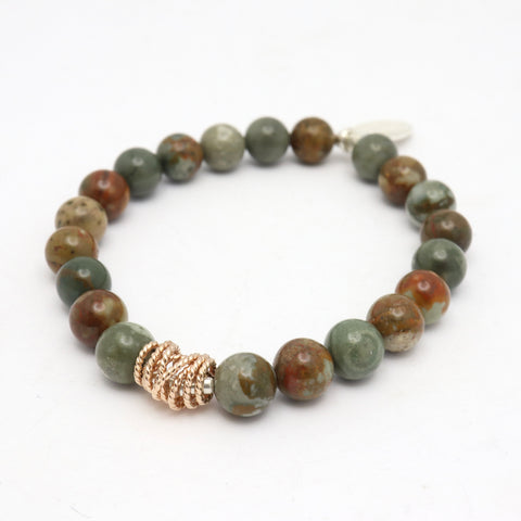 Halo Collection:  Jasper Rocky Butte Stone & Gold Halo Twist Charm