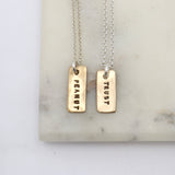 Bronze Single Name Rectangular Pendant Necklace