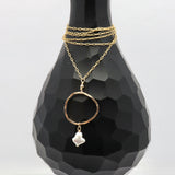 HERA Collection:  Bold Gold Ellipse Long Necklace & Keshi Pearl