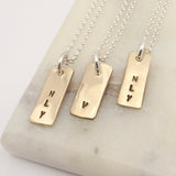 Bronze Single Name Rectangular Pendant Necklace