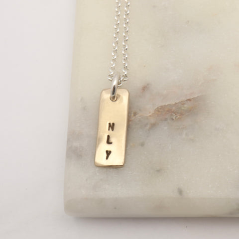 Bronze Single Name Rectangular Pendant Necklace