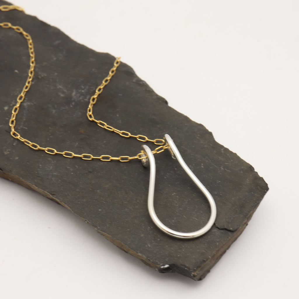 Ring Holder Necklace - Silver link with Gold Chain