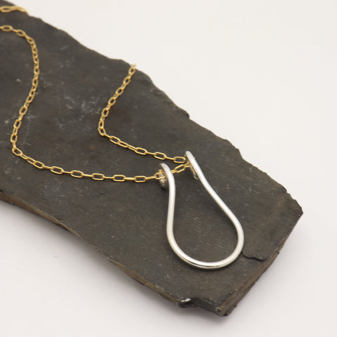 Ring Holder Necklace - Silver link with Gold Chain