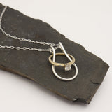 Ring Holder Necklace - Silver link with Gold Chain