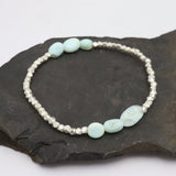 Peruvian Blue Opal & Fine Silver Stretch Bracelet