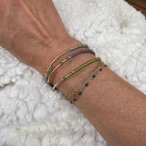 Alpine Collection: Botanical Green Japanese Toho Seed Beads & Gold Bar Stretch Bracelet