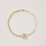 14k gold-filled and fine silver mixed-metal bracelet featuring 2 entwined twisted rings