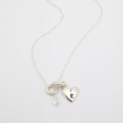 Silver Initial Heart Necklace