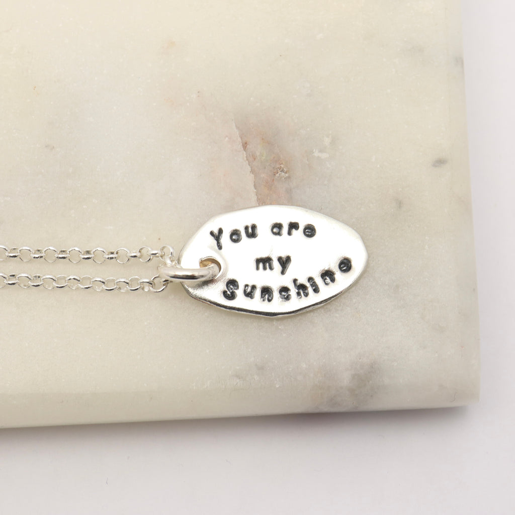 One Large Silver Oval Personalized Charm Necklace