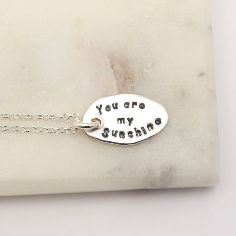 One Large Silver Oval Personalized Charm Necklace