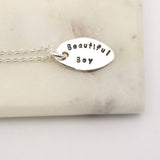 One Large Silver Oval Personalized Charm Necklace