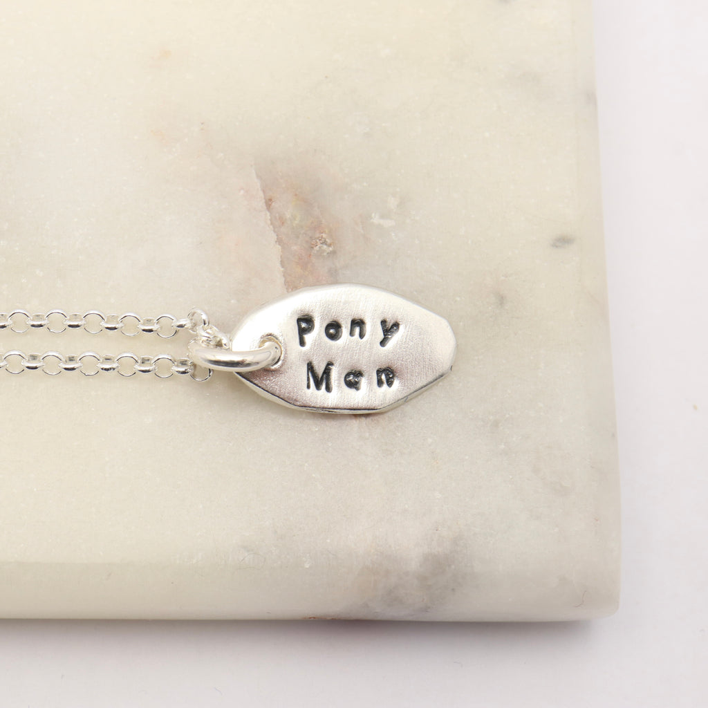 One Small Silver Oval Charm Personalized Necklace
