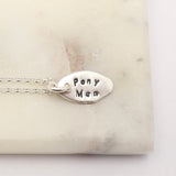 One Small Silver Oval Charm Personalized Necklace