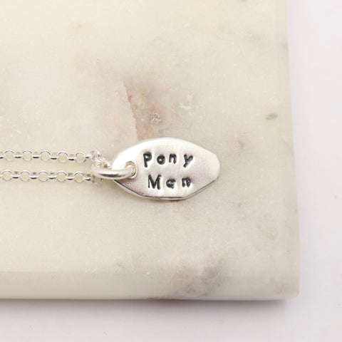 One Small Silver Oval Charm Personalized Necklace